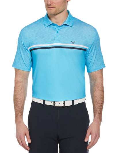 Mens Color Block Pattern Golf Polo-Polos-River Blue-S-Callaway