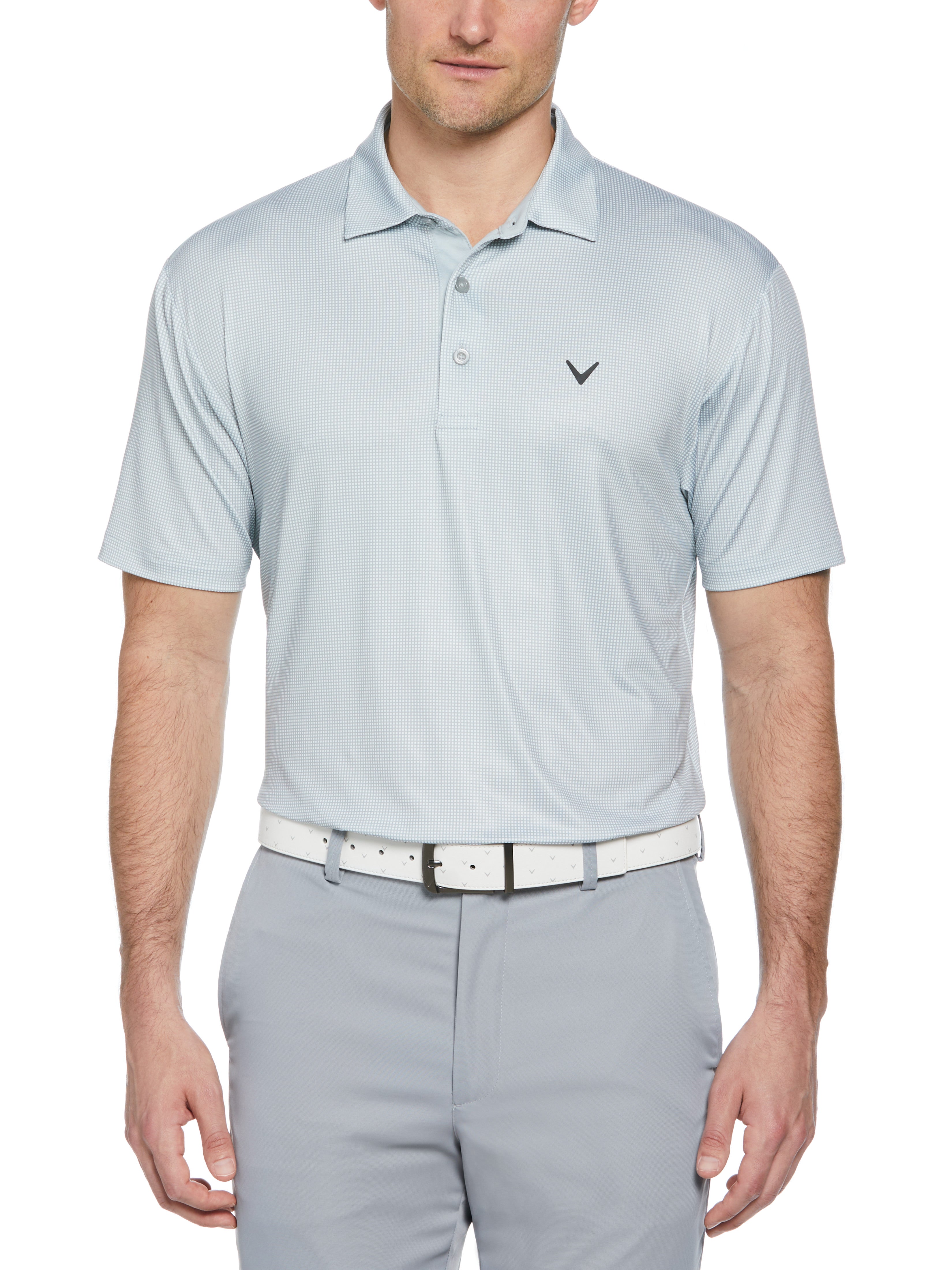 Mens-Gingham-Print-Golf-Polo-