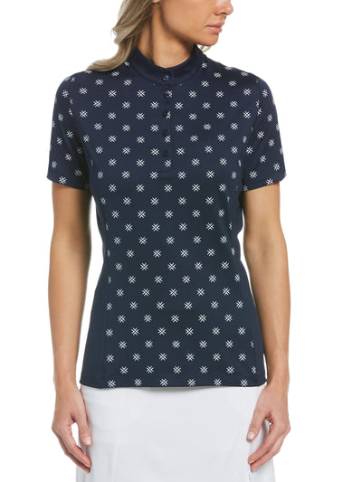 Womens Chevron Floral Print Golf Shirt-Polos-Callaway