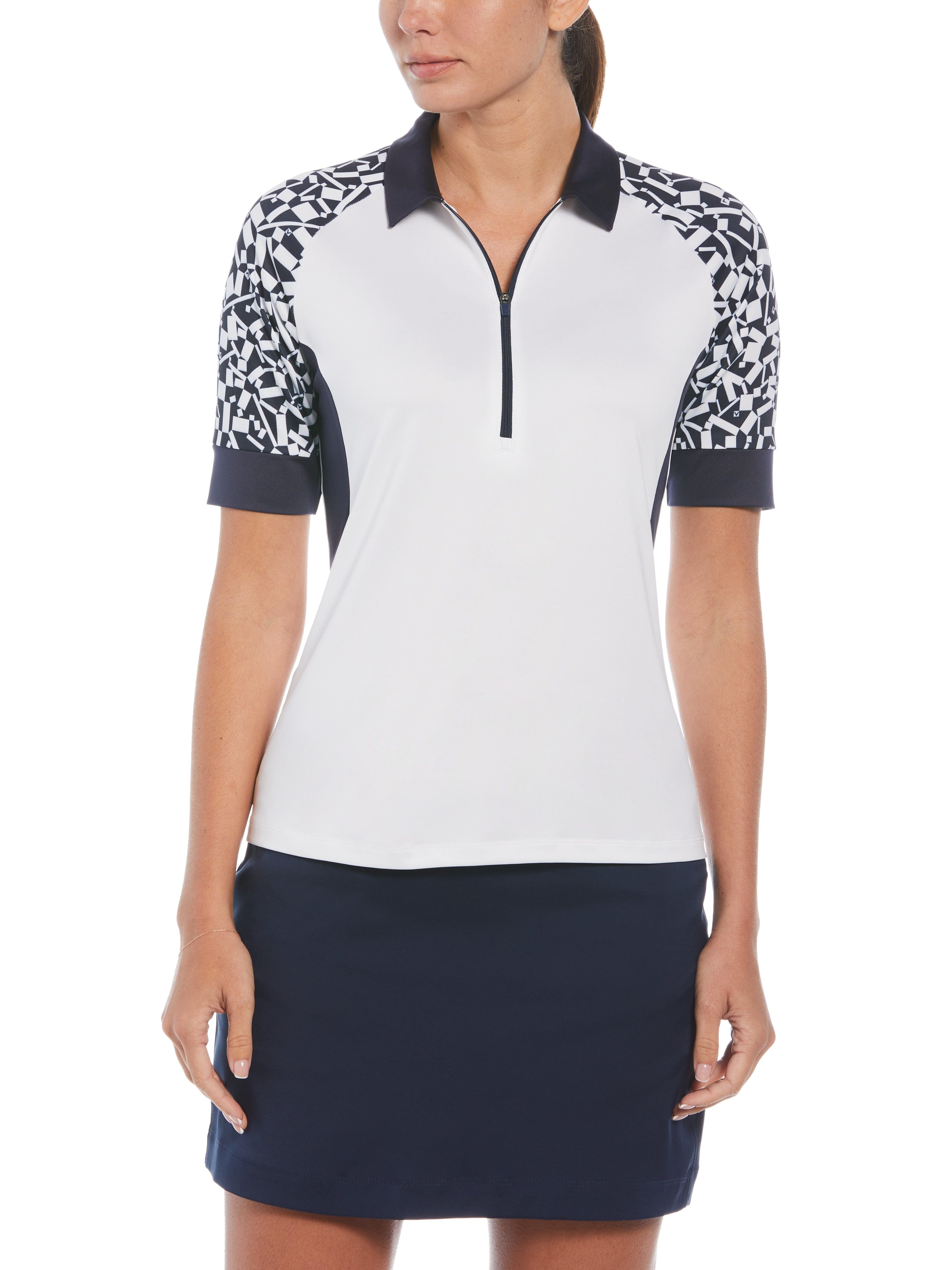 Womens Two-Tone Geometric Quarter Zip Golf Polo – Callaway Apparel