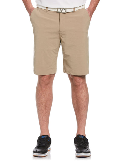 Mens Horizontal Textured Stretch Short-Shorts-Khaki Heather-38-Callaway