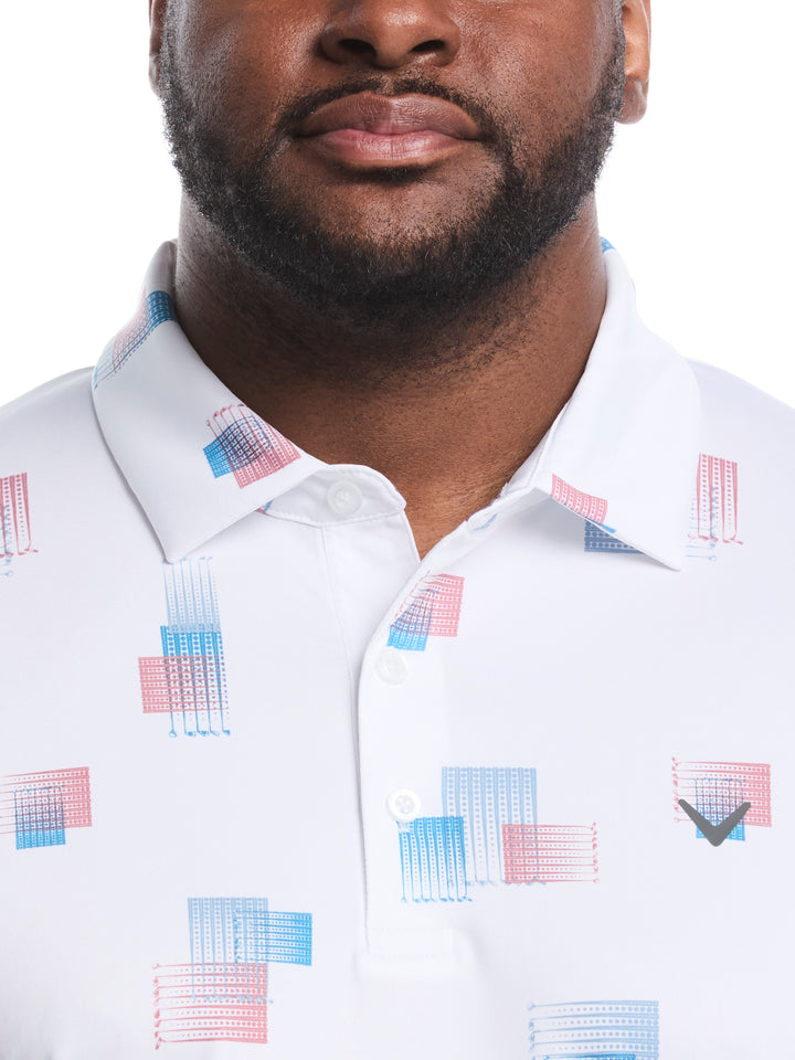 Big & Tall 8 Essential Clubs Print Polo (Bright White) 