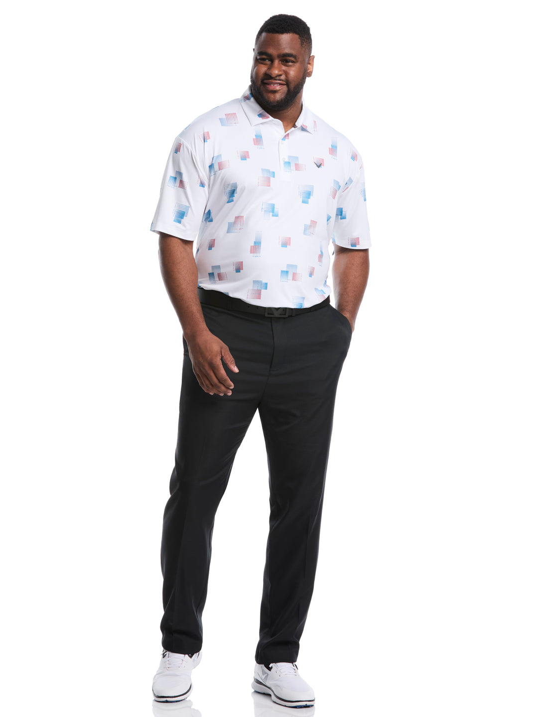 Big & Tall 8 Essential Clubs Print Polo (Bright White) 