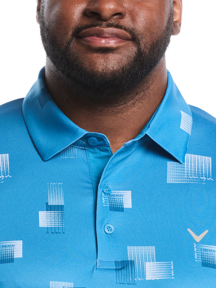 Big & Tall 8 Essential Clubs Print Polo (Cendre Blue) 