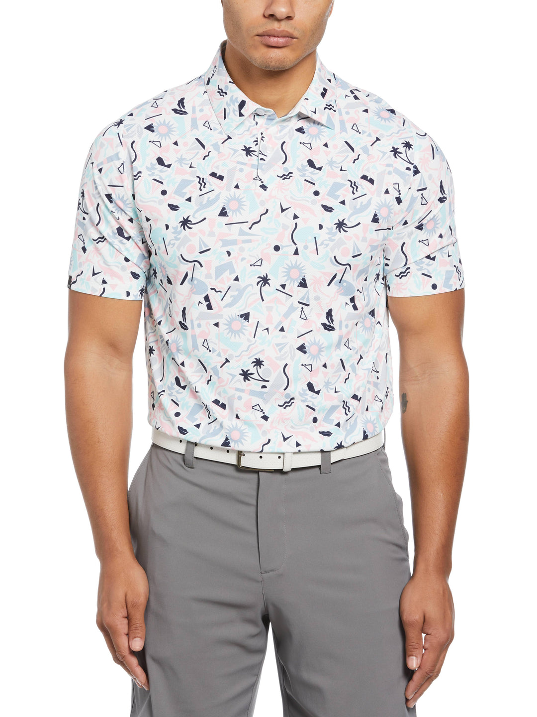 Big & Tall Abstract Florida Novelty Print Golf Polo-Polos-Callaway