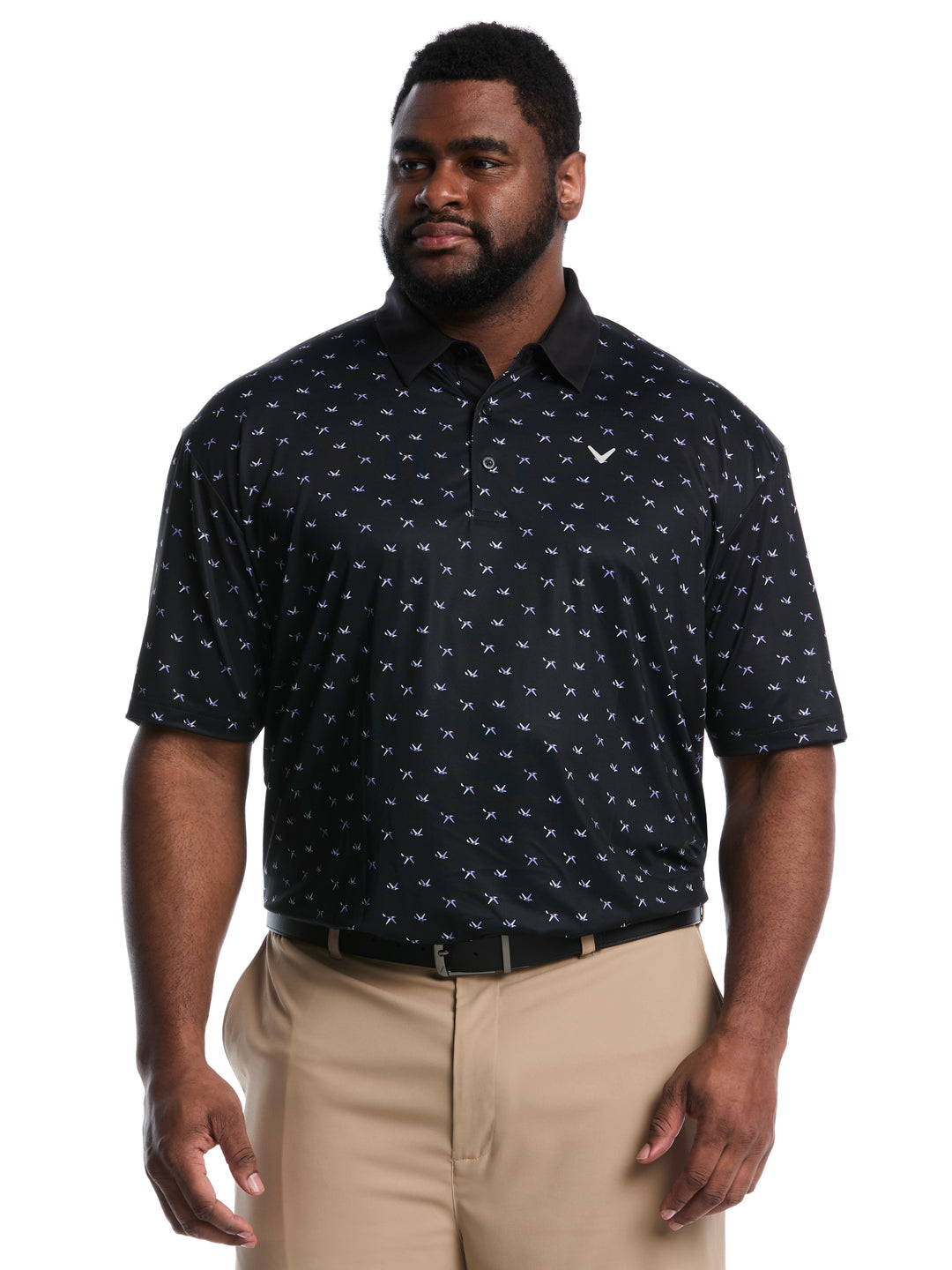 Big & Tall All Over Birdie Chev Print-Polos-Black-1X-Callaway