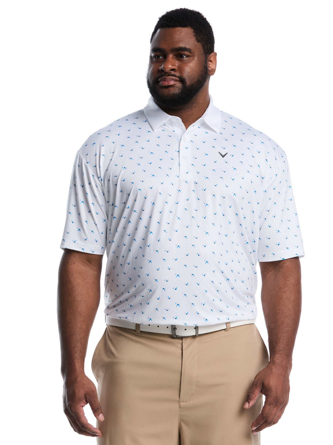 Big & Tall All Over Birdie Chev Print-Polos-Bright White-1X-Callaway