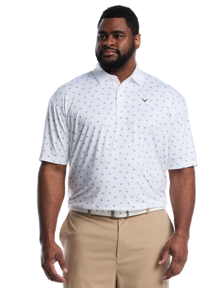 Big & Tall All Over Birdie Chev Print-Polos-Bright White-1X-Callaway