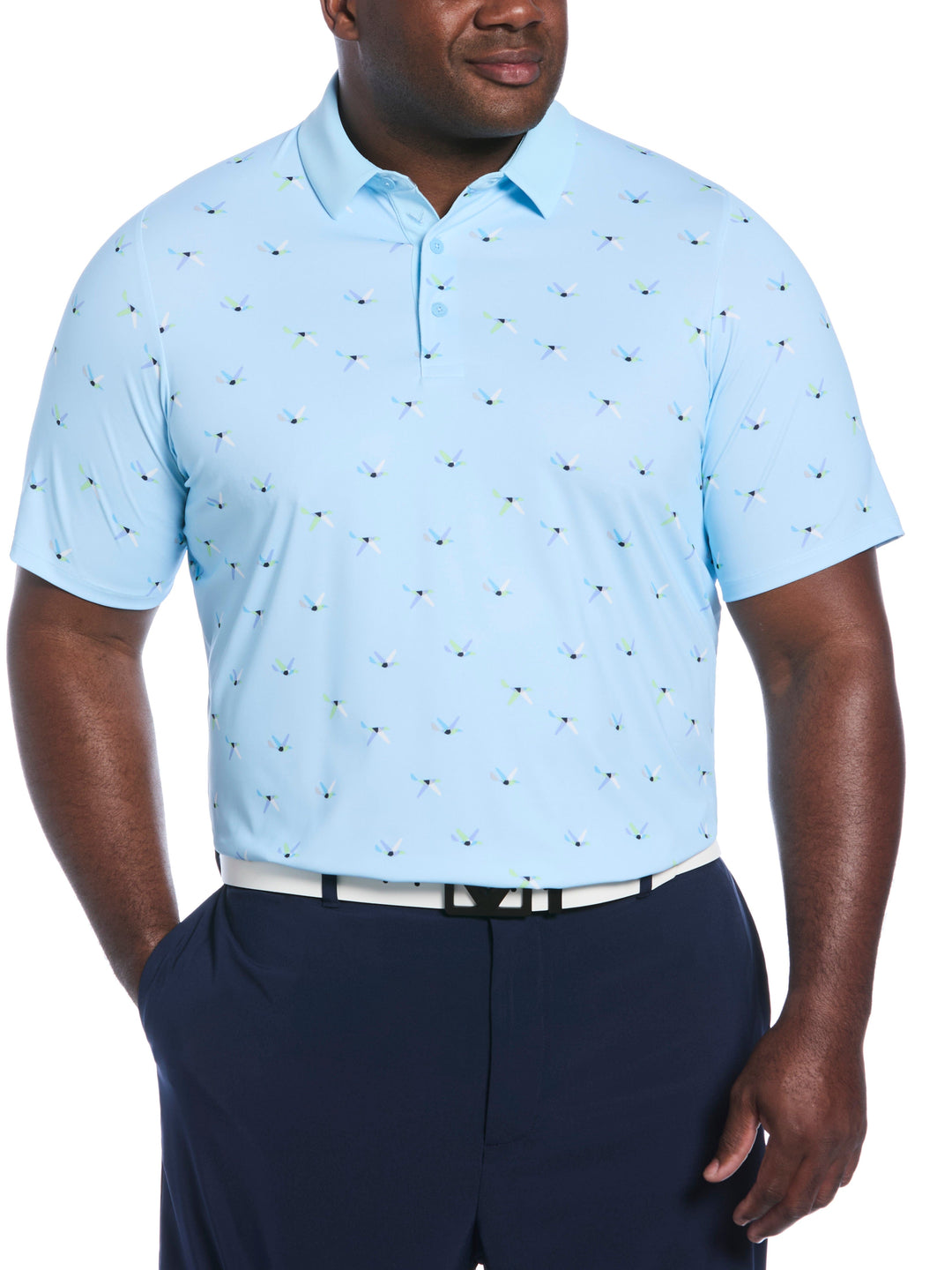 Big & Tall All Over Birdie Print Polo (Arctic  Paradise) 
