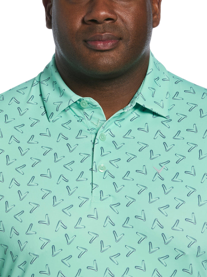 Big & Tall All Over Chevron Polo  (Neptune Green) 