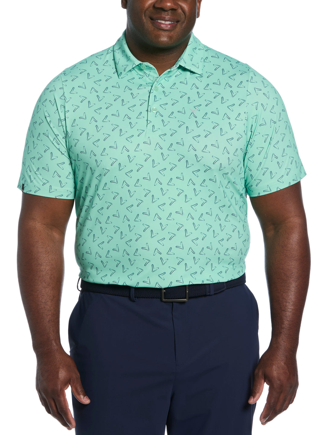 Big & Tall All Over Chevron Polo  (Neptune Green) 