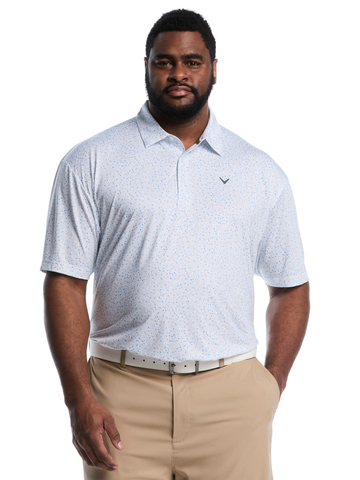 Big & Tall All Over Confetti Floral Print Polo-Polos-Bright White-1X-Callaway