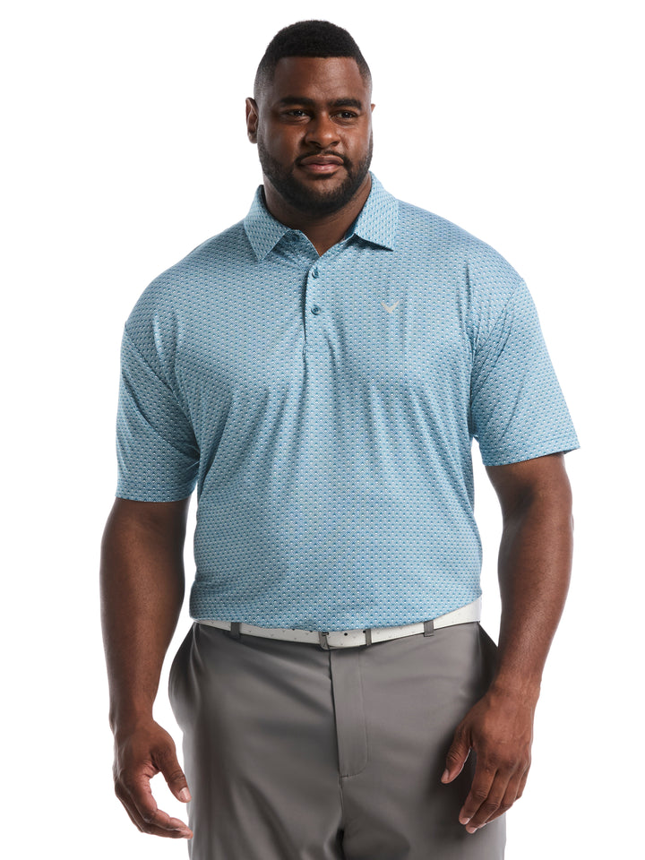 Big & Tall All-Over Tee Print Polo-Polos-Blue Coral-1X-Callaway