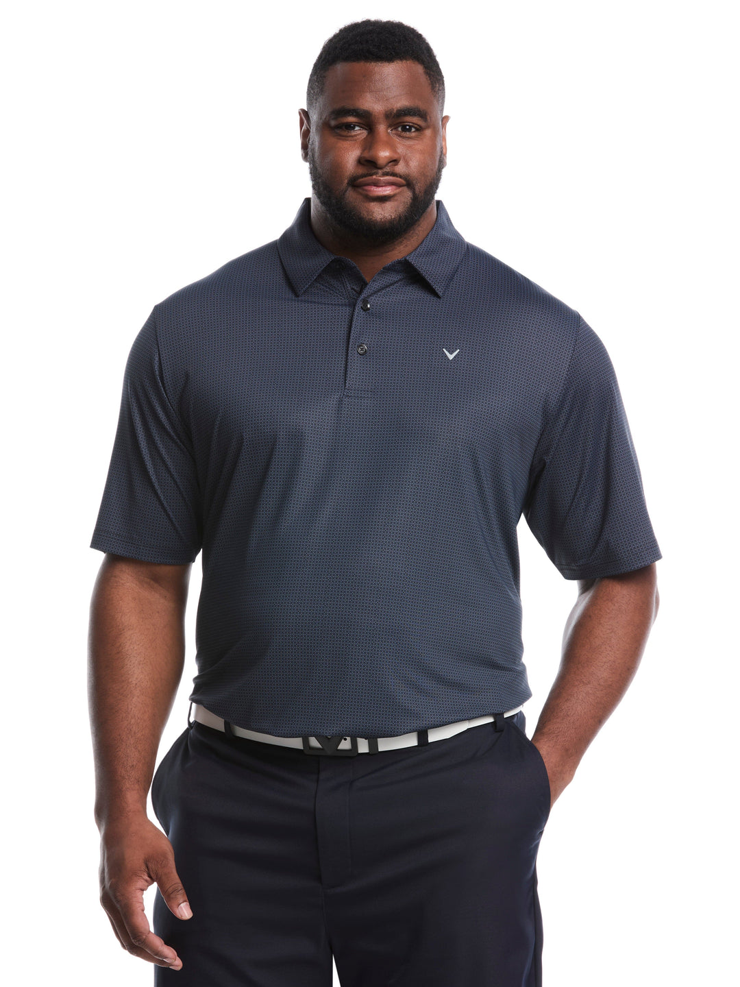 Big & Tall Chevron Foulard Print Golf Polo (Caviar) 