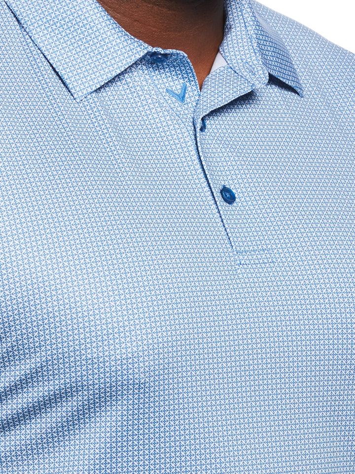 Chevron Foulard Print Golf Polo (Vallarta Blue) 