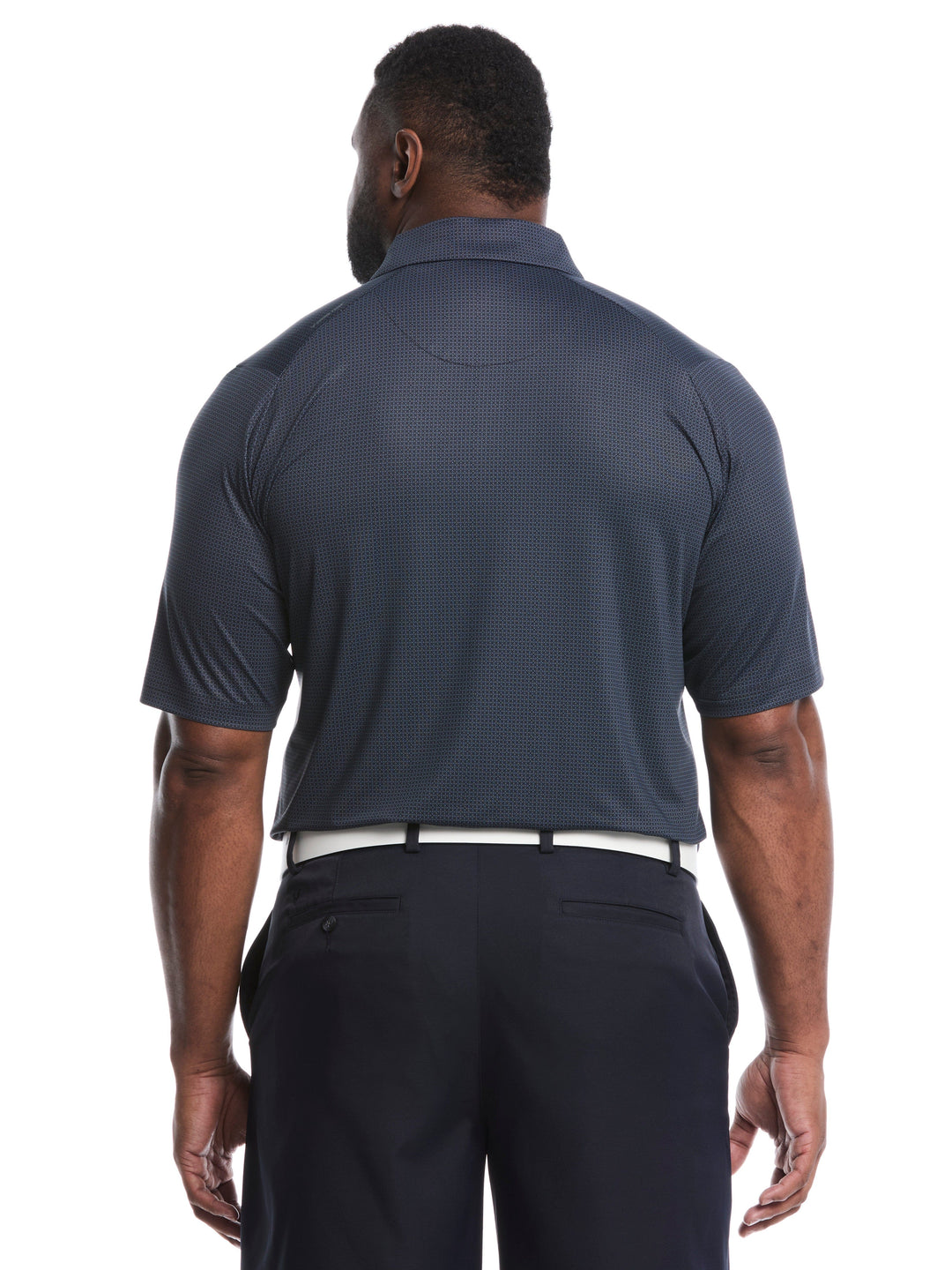 Big & Tall Chevron Foulard Print Golf Polo (Caviar) 