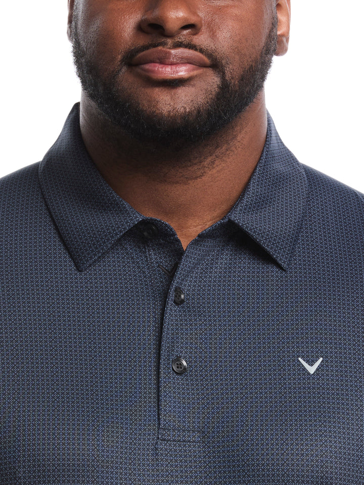 Big & Tall Chevron Foulard Print Golf Polo (Caviar) 