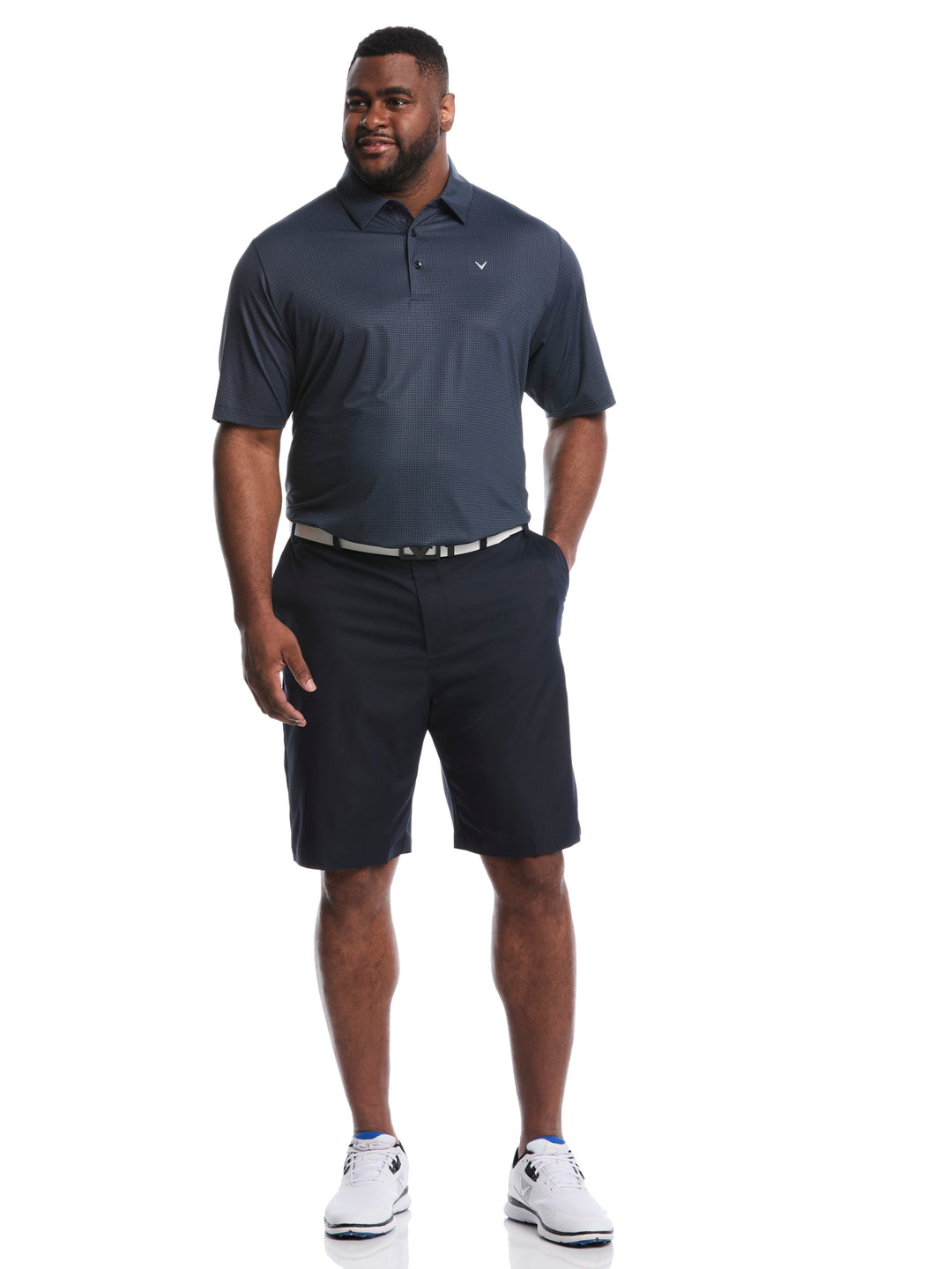 Big & Tall Chevron Foulard Print Golf Polo (Caviar) 