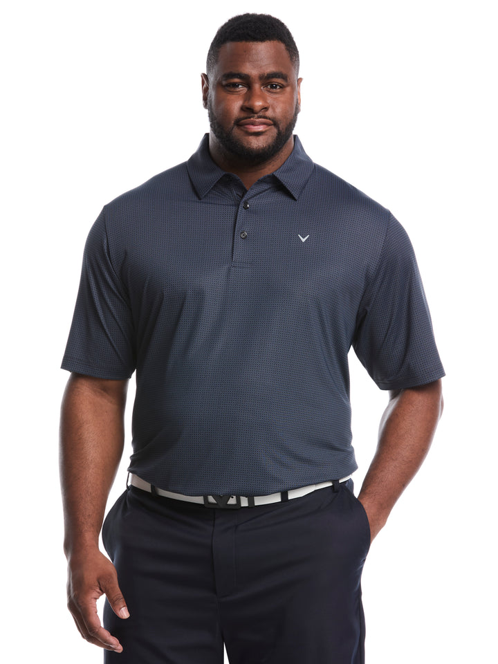 Big & Tall Chevron Foulard Print Golf Polo (Caviar) 