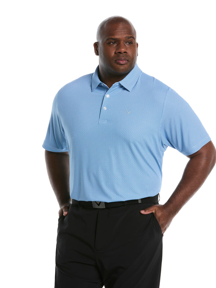 Big & Tall Chevron Foulard Print Golf Polo (Galaxy Blue) 