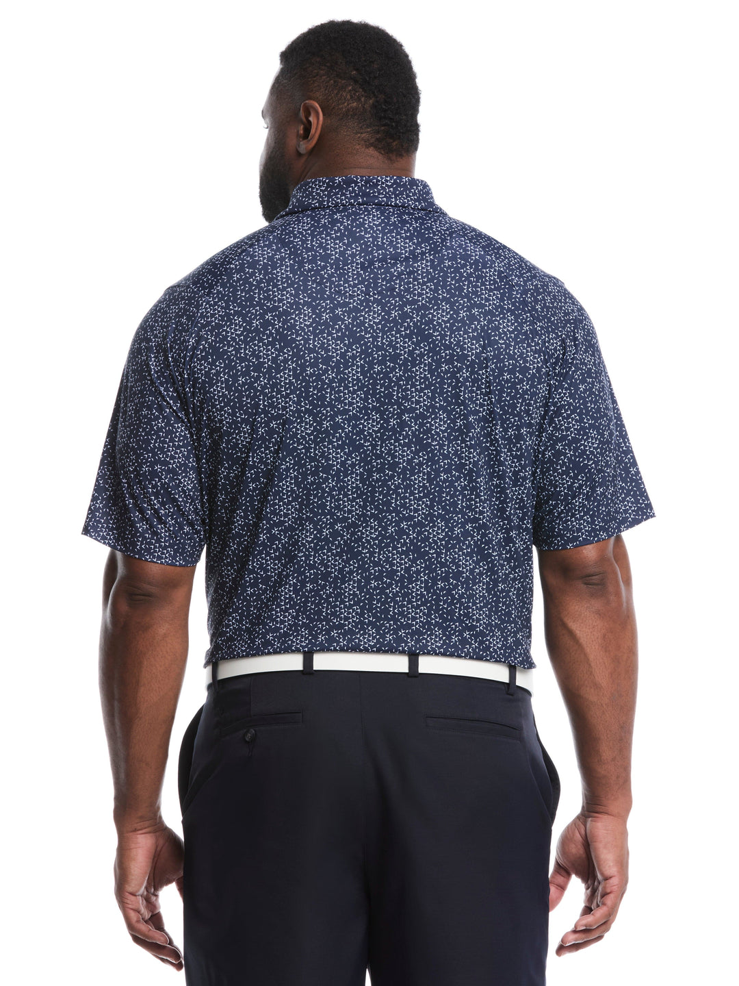 Big & Tall Chevron Print Golf Polo (Bright White/Peacoat) 