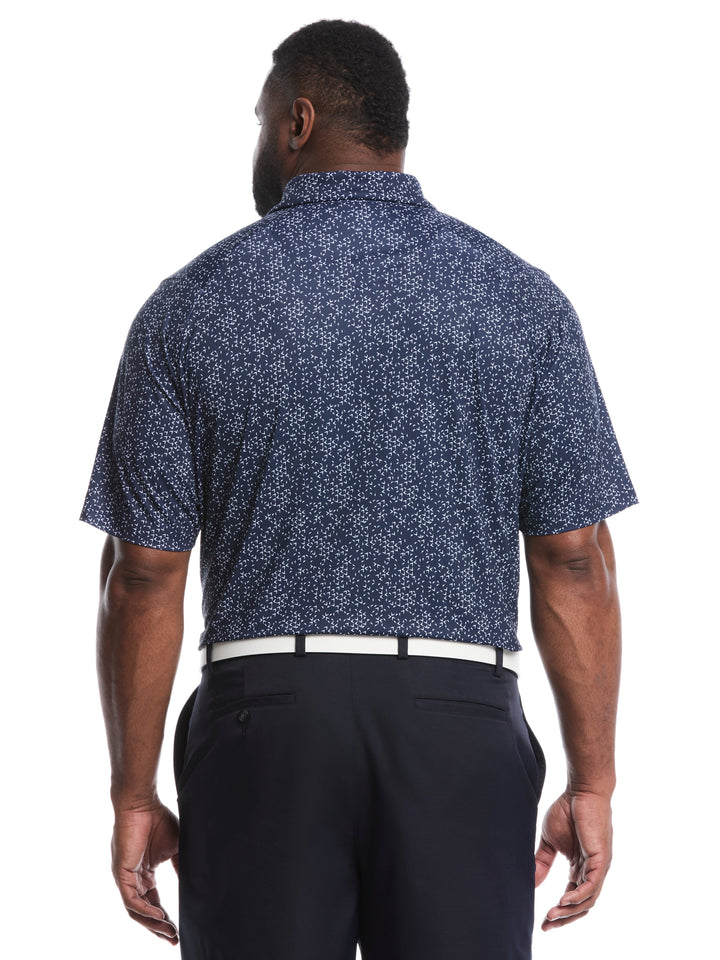 Big & Tall Chevron Print Golf Polo (Bright White/Peacoat) 