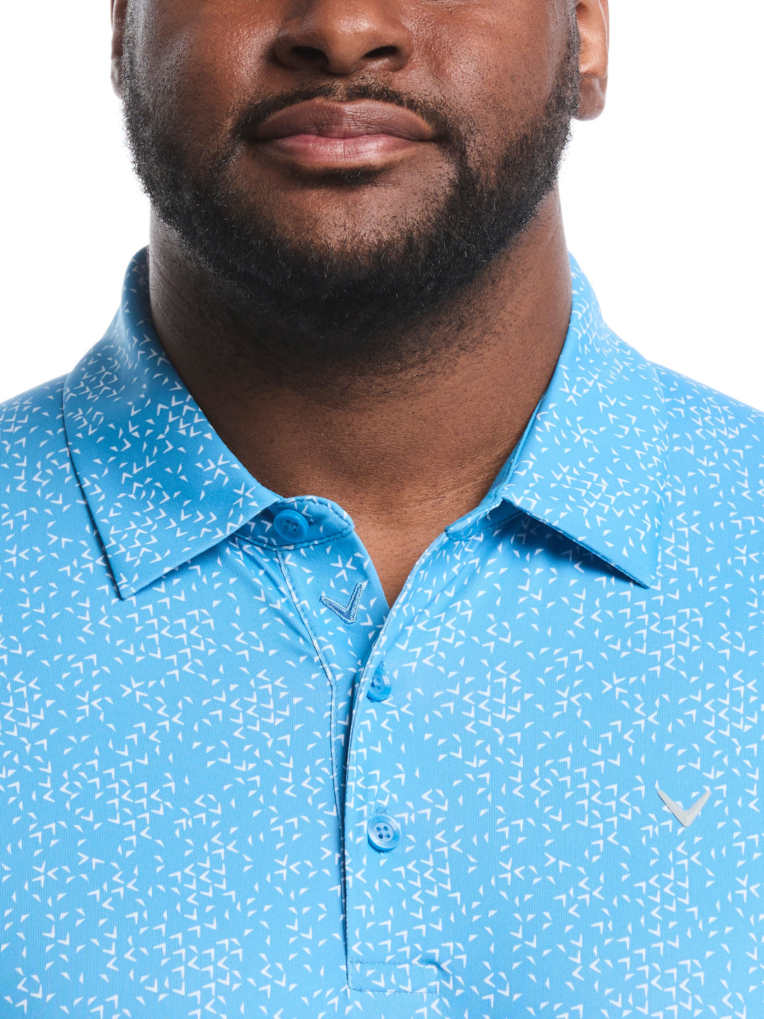Big & Tall Chevron Print Golf Polo (Cendre Blue) 