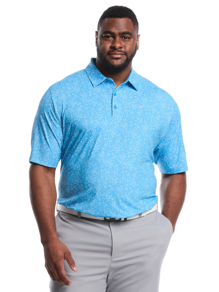 Big & Tall Chevron Print Golf Polo (Cendre Blue) 