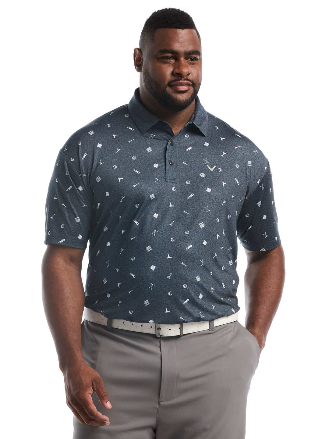Big & Tall Clubhouse Essentials Print Polo-Polos-Black-1X-Callaway