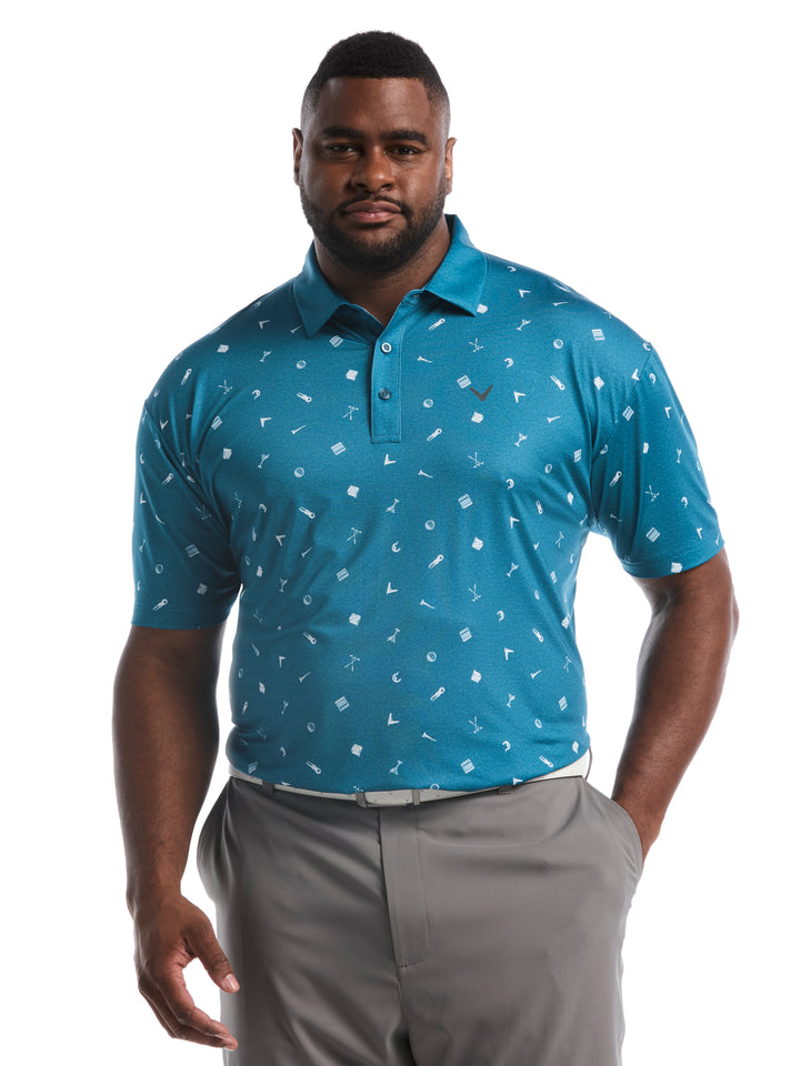 Big & Tall Clubhouse Essentials Print Polo-Polos-Blue Coral-1X-Callaway