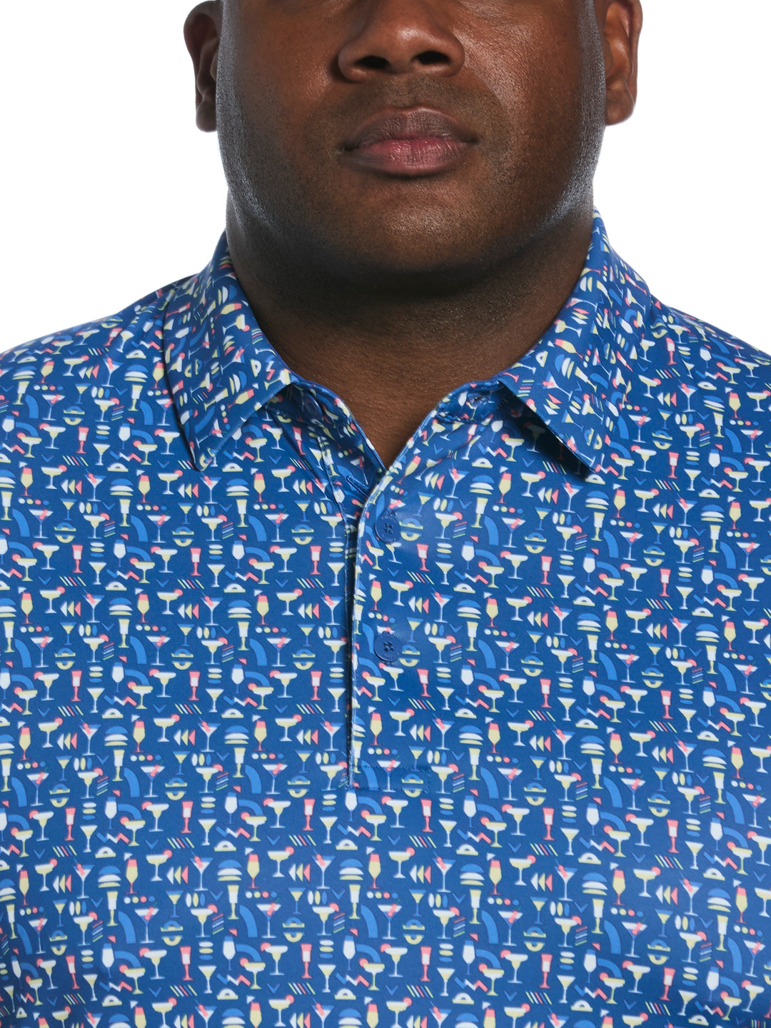 Big & Tall Cocktail Print Polo (Galaxy Blue) 