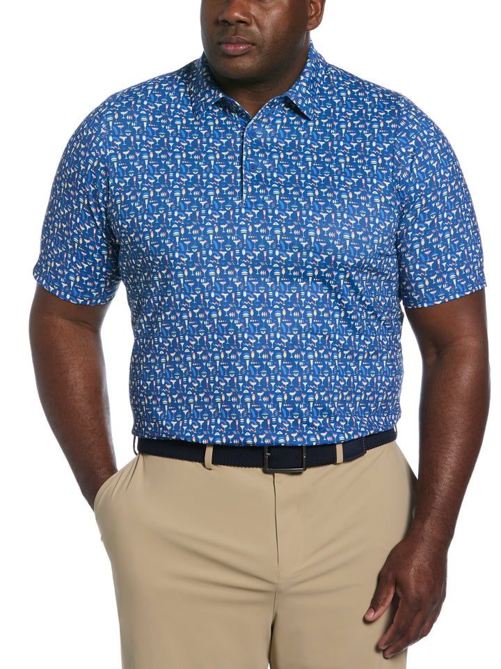 Big & Tall Cocktail Print Polo (Galaxy Blue) 