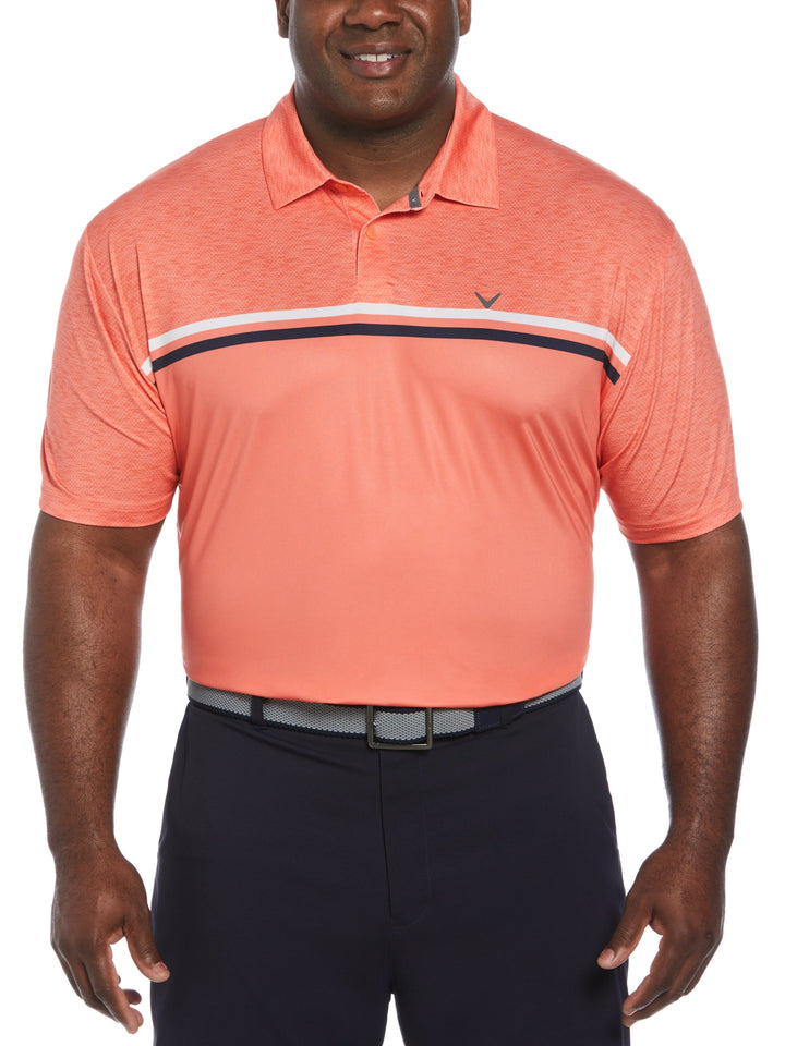 Big & Tall Color Block Pattern Golf Polo-Polos-Living Coral-1X-Callaway
