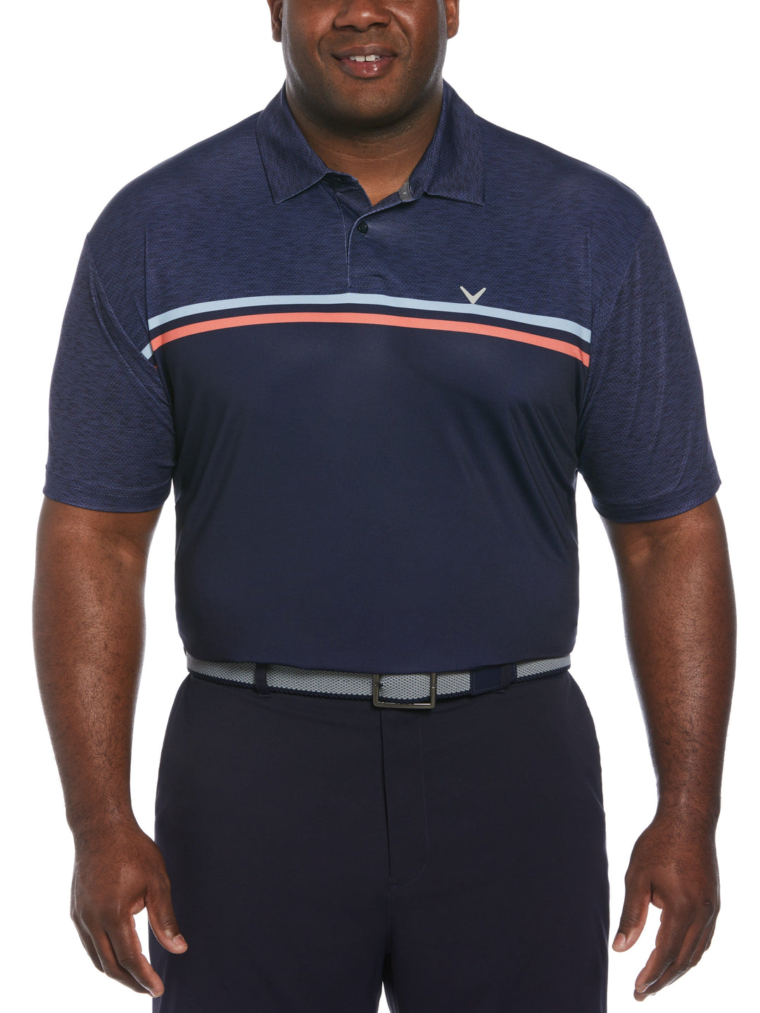 Big & Tall Color Block Pattern Golf Polo-Polos-Navy-1X-Callaway