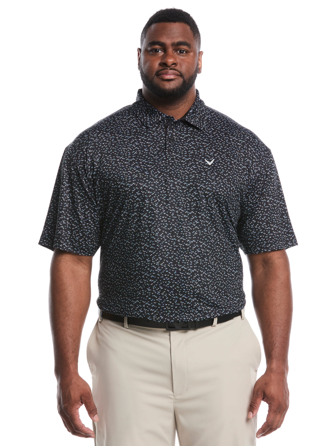 Big & Tall Confetti Chevron All Over Polo (Caviar) 