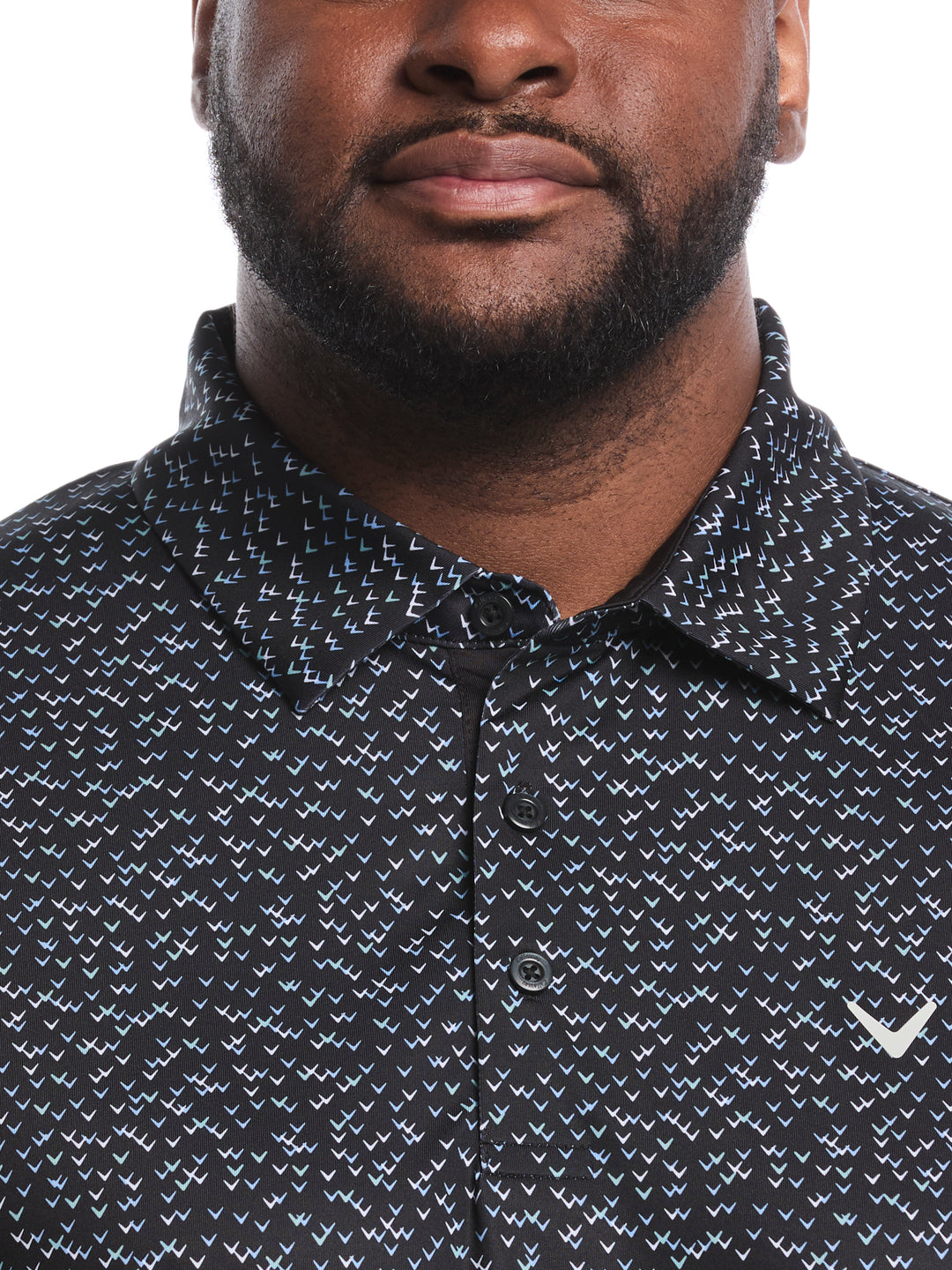 Big & Tall Confetti Chevron All Over Polo (Caviar) 