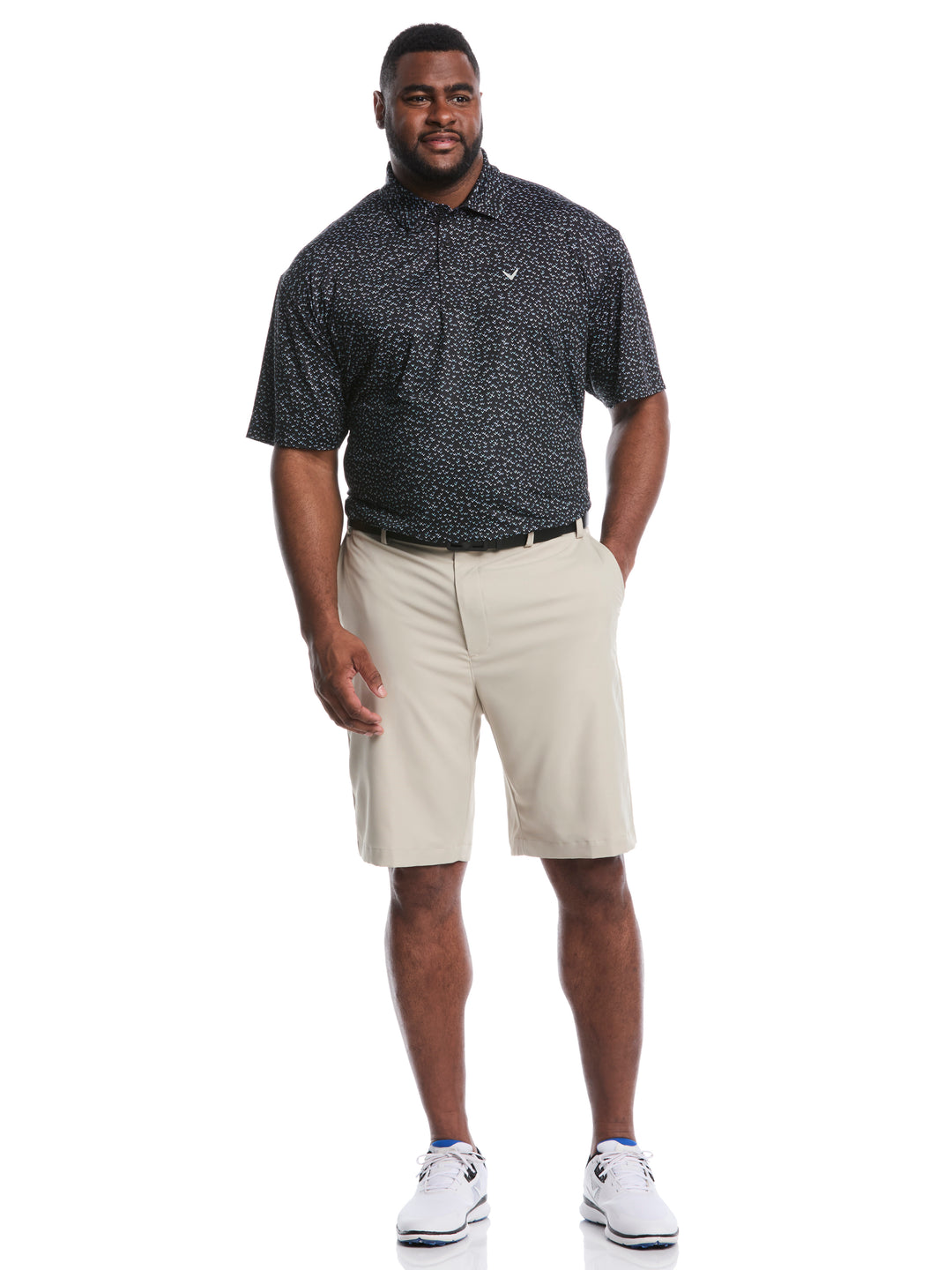 Big & Tall Confetti Chevron All Over Polo (Caviar) 