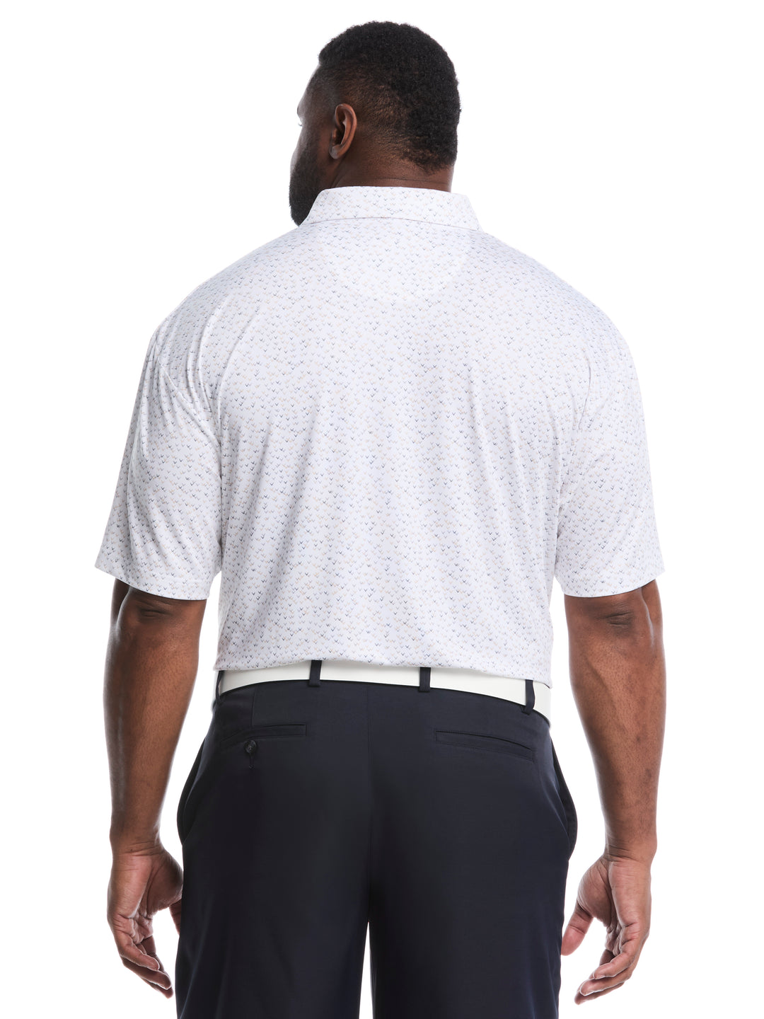 Big & Tall Confetti Chevron All Over Polo (Latte/ Bright White) 