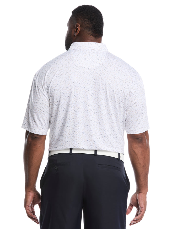 Big & Tall Confetti Chevron All Over Polo (Latte/ Bright White) 