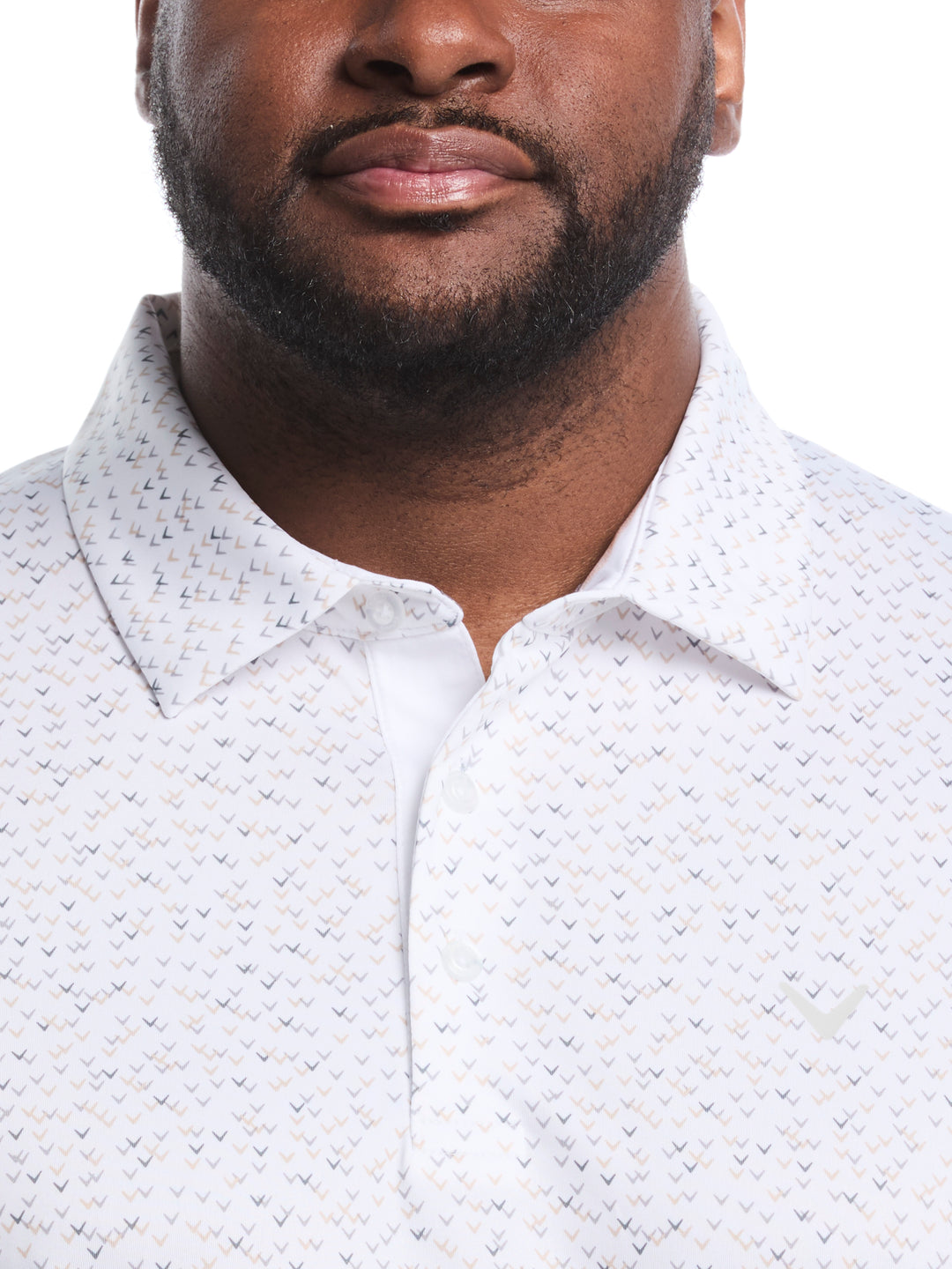 Big & Tall Confetti Chevron All Over Polo (Latte/ Bright White) 