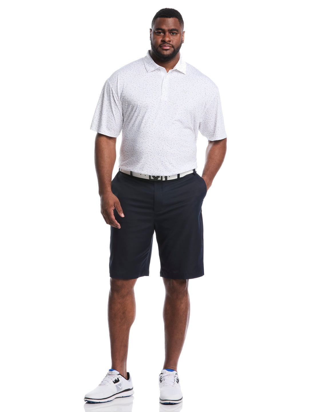 Big & Tall Confetti Chevron All Over Polo (Latte/ Bright White) 