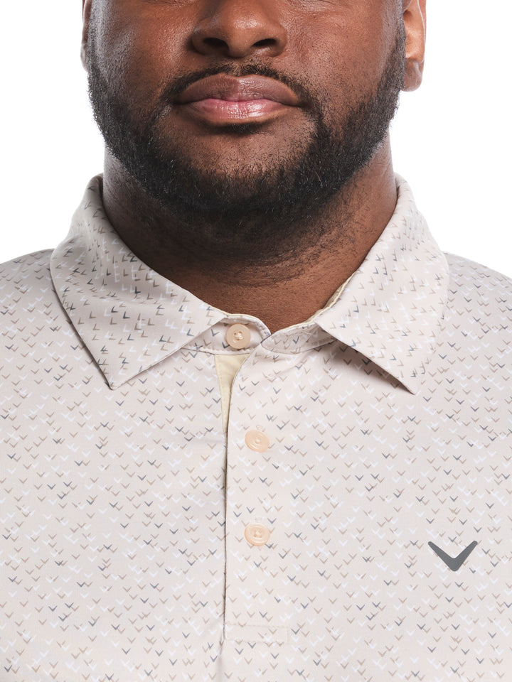 Big & Tall Confetti Chevron All Over Polo (Latte) 