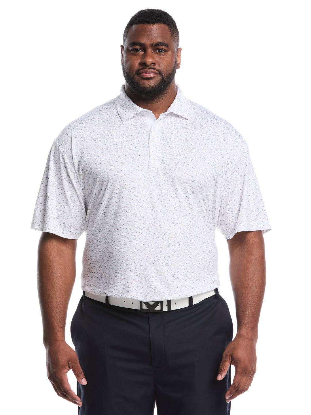 Big & Tall Confetti Chevron All Over Polo (Latte/ Bright White) 