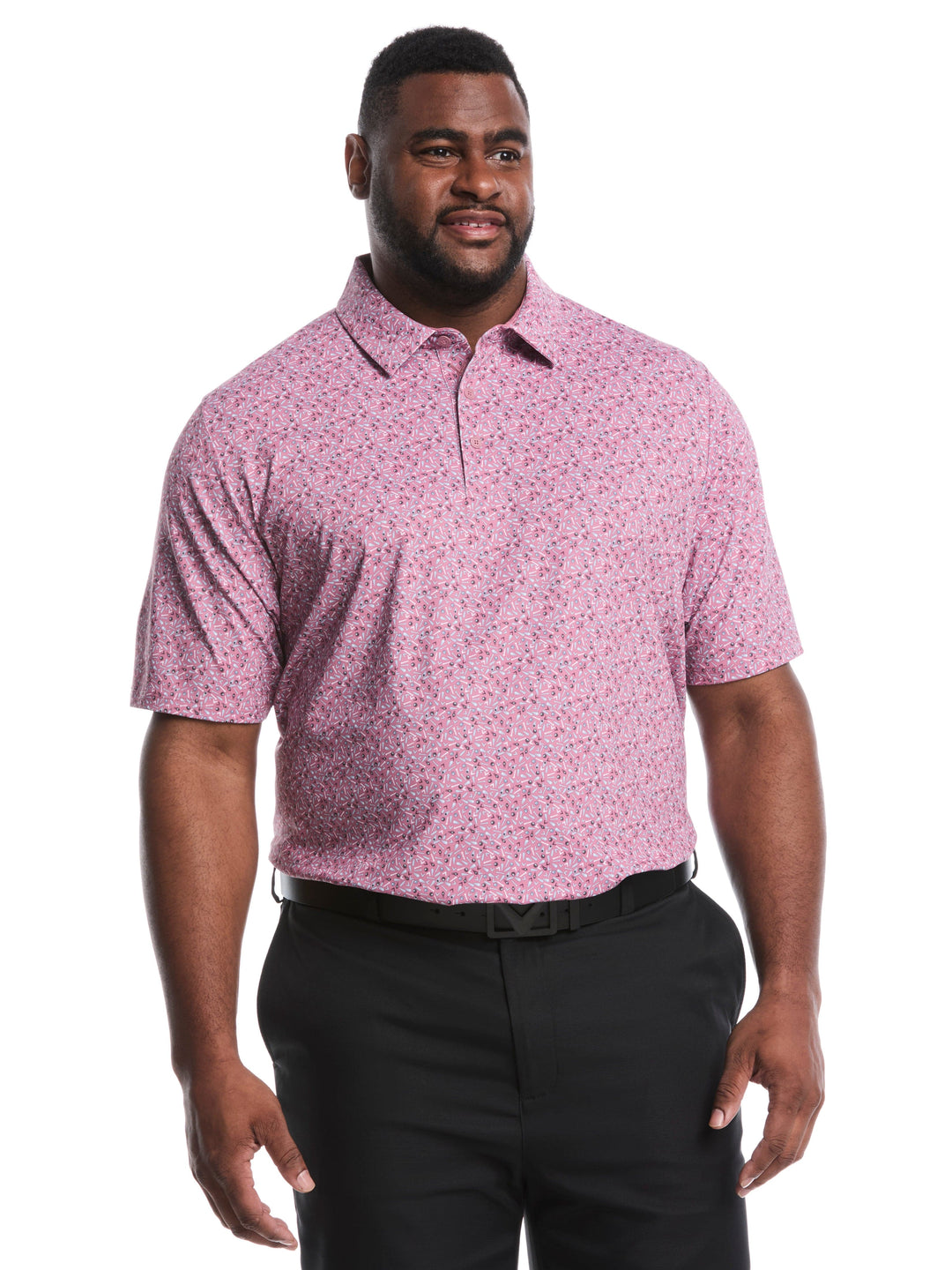 Big & Tall Confetti Print Golf Polo Shirt (Mesa Rose) 