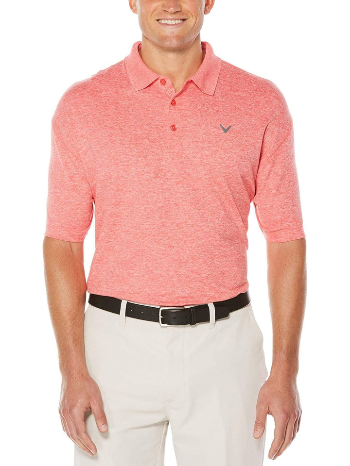 BIG & TALL COOLING HEATHERED POLO WITH CHEVRON-Polos-Callaway Apparel