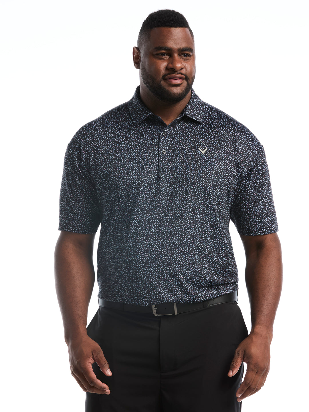 Big & Tall Course Essentials Confetti Print Polo-Polos-Black-1X-Callaway