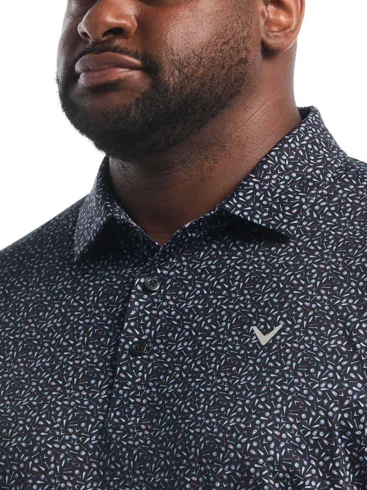 Big & Tall Course Essentials Confetti Print Polo-Polos-Callaway