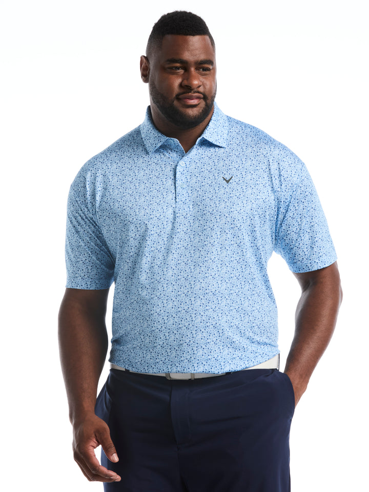 Big & Tall Course Essentials Confetti Print Polo-Polos-Cerulean-1X-Callaway