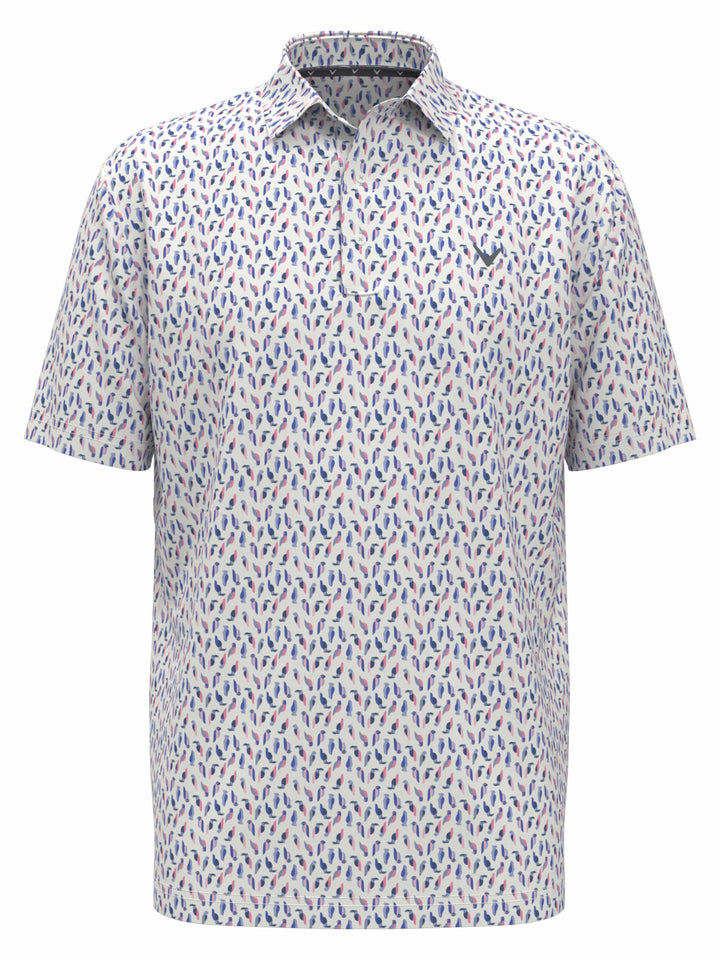Big & Tall Day All Over Birdie Print Polo (Bright Whit/Regatta) 