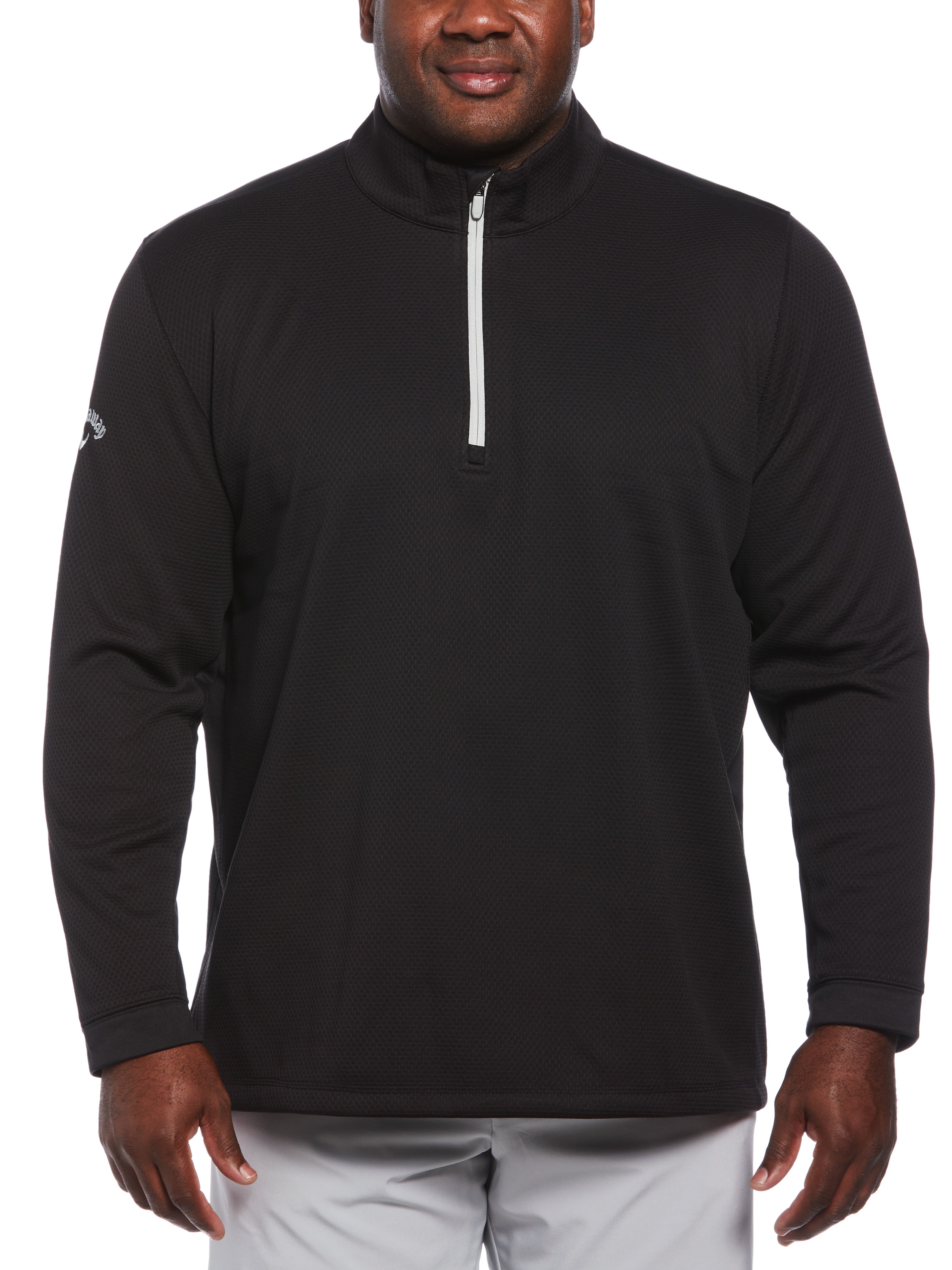 Big & Tall Eco Textured Hexagon Print Midweight Half Zip Golf